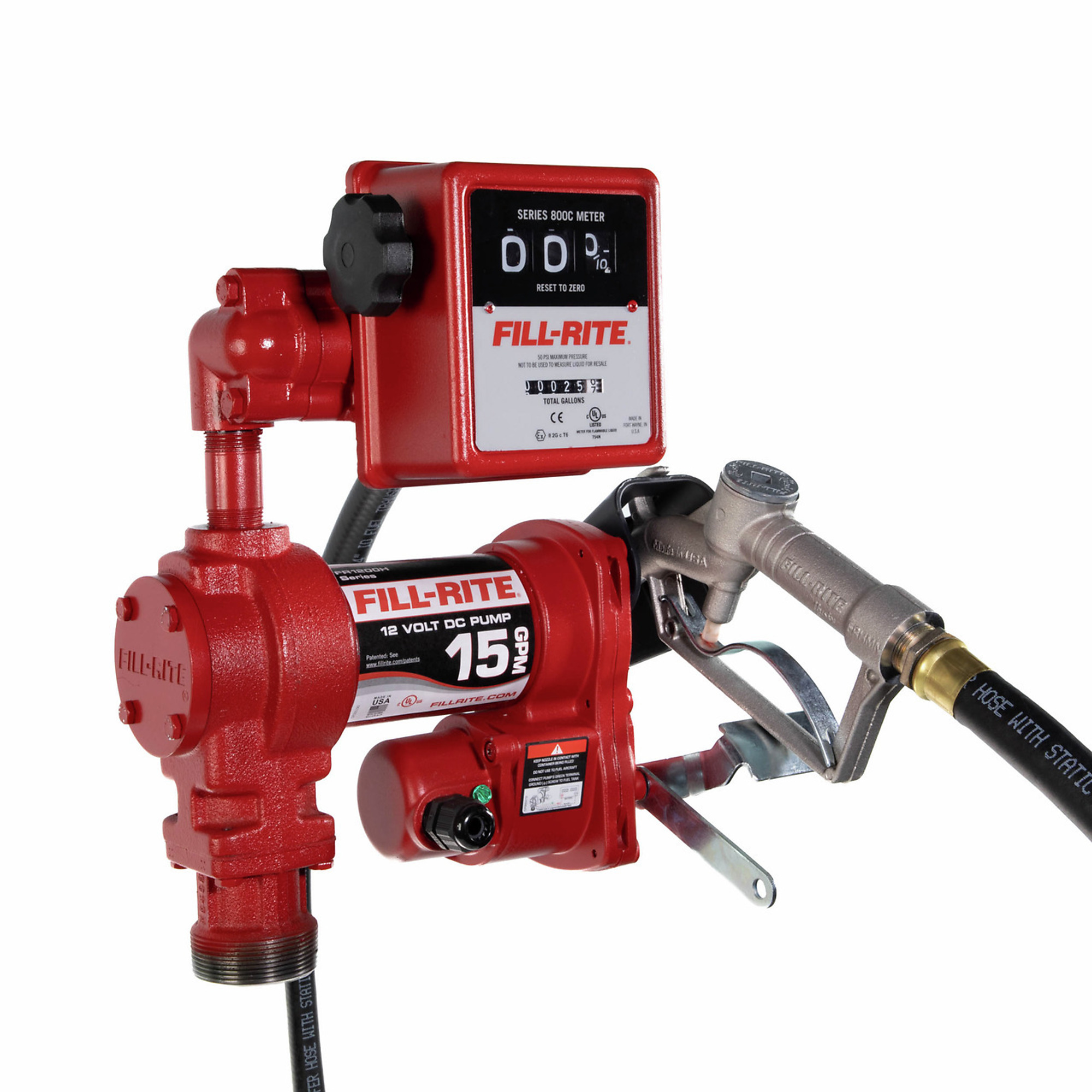 Fill-Rite Fuel Transfer Pump - 12V, 15 GPM, Manual Nozzle, Model# FR1211H